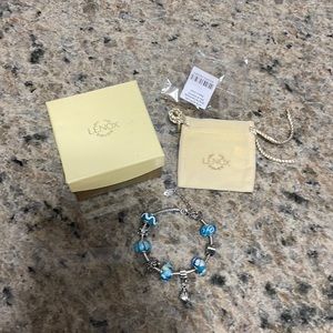 Lenox springtime charm bracelet blue/silver w/box New